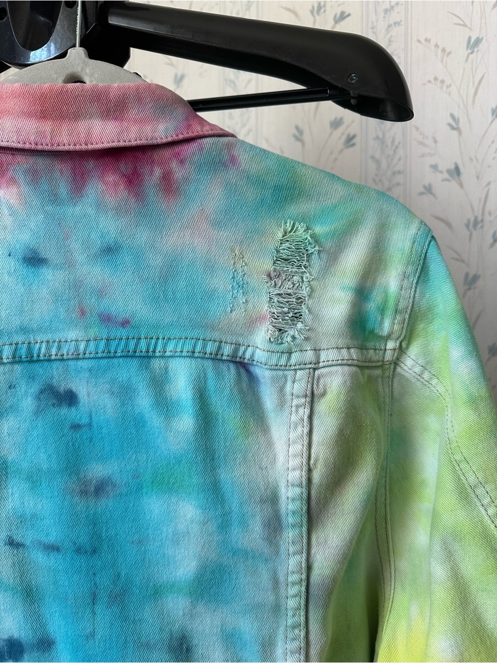 JustFab Pastel Tie-Dye Denim Jacket - Picture 9 of 10